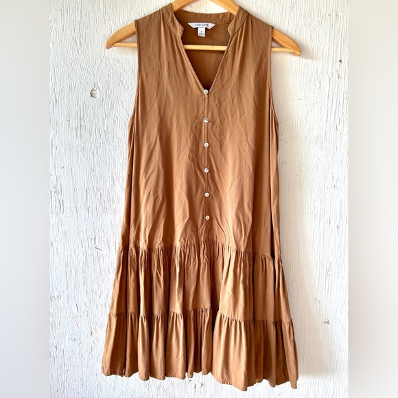 Nine West Ruffled Tiered Sleeveless Dress size S Drop-Waist with Button Accent - Picture 3 of 10